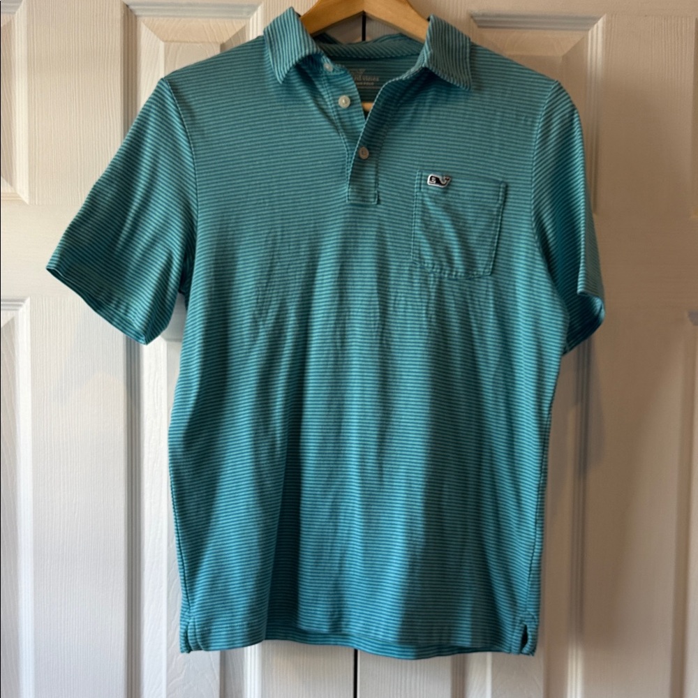 Big Kids Boys Vineyard Vines Blue Striped Polo Shirt